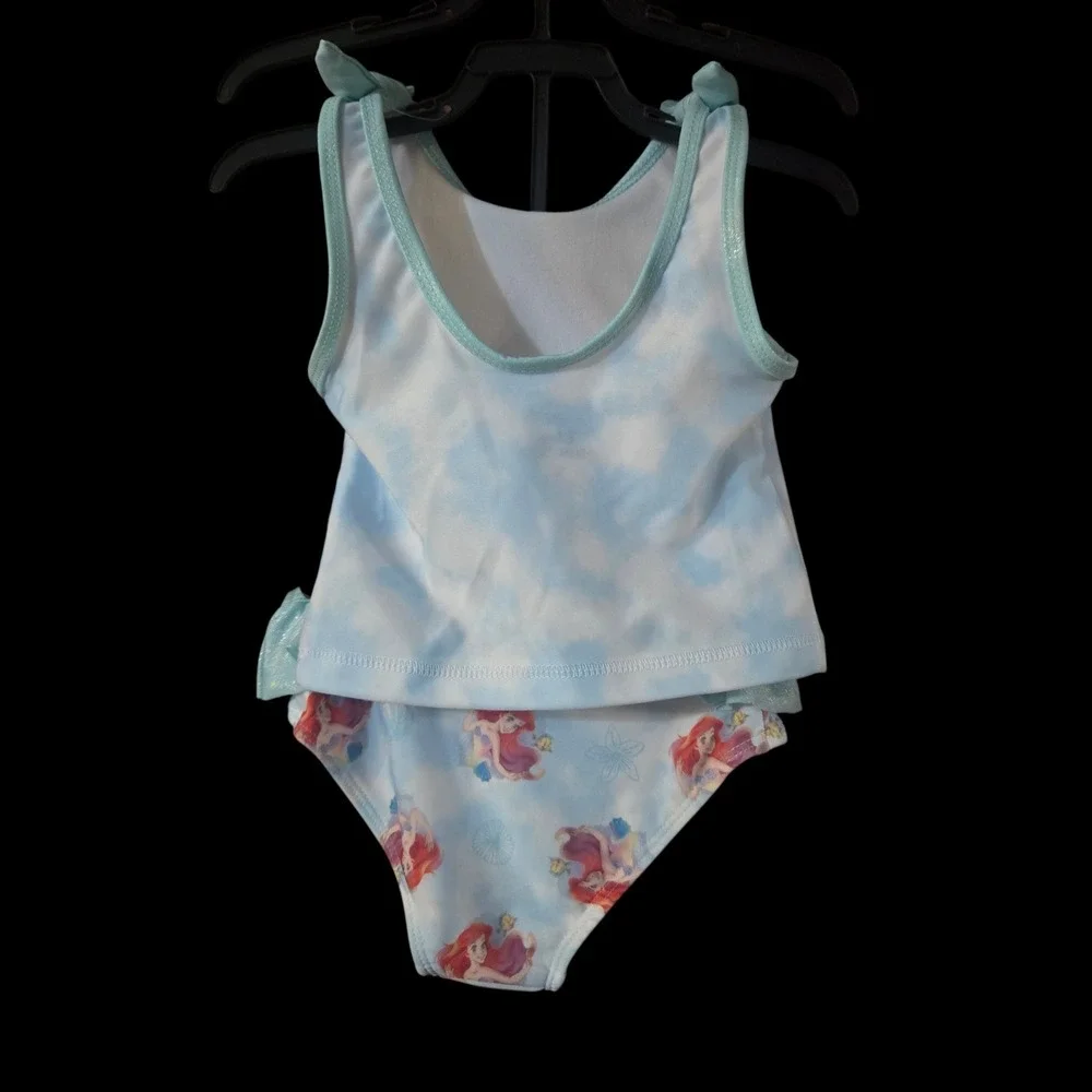 NWT Disney Princess Little Mermaid 3 Piece Swimsuit Set Sz 2T Tankini w/Cover Up